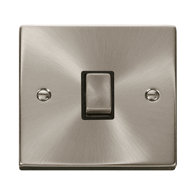 Click Switches and Sockets VPSC722BK Decorative 20A 1G Ingot DP Switch with Black Inserts in Satin Chrome