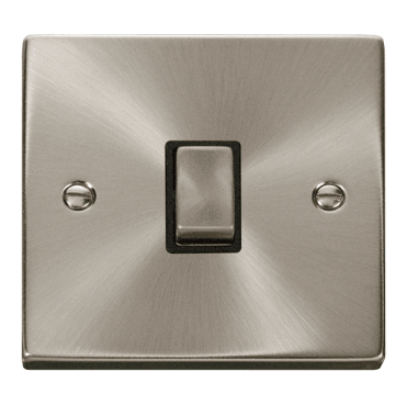 VPSC722BK Decorative 20A 1G Ingot DP Switch with Black Inserts in Satin Chrome