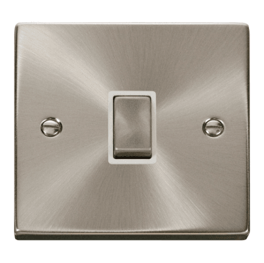 VPSC722WH Decorative 20A 1G Ingot DP Switch with White Inserts in Satin Chrome