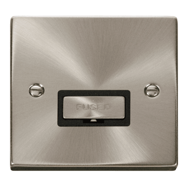 VPSC750BK Decorative 13a Ingot Unswitched Fused Spur with Black Insert in Satin Chrome