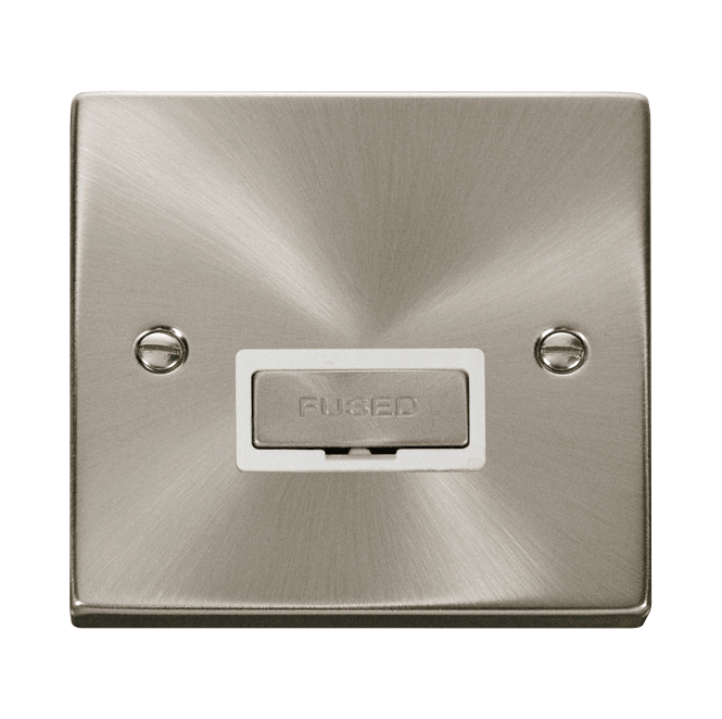 Click Switches and Sockets VPSC750WH Decorative 13a Ingot Unswitched  Fused Spur with White Insert in Satin Chrome