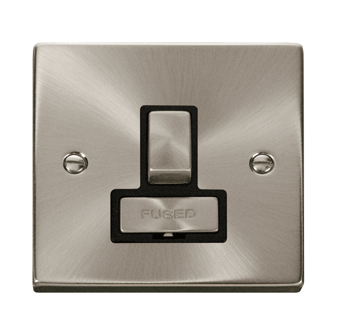Click Switches and Sockets VPSC751BK Decorative 13a Ingot Switched Fused Spur with Black Insert in Satin Chrome