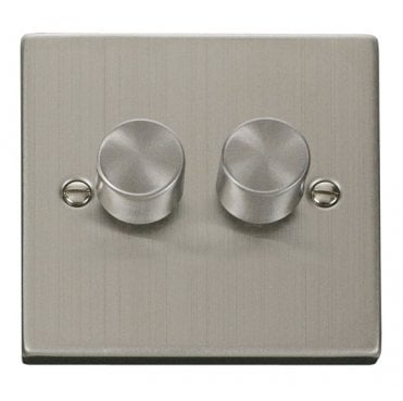 VPSS162 Decorative 2G 100w LED Dimmer Switch in Stainless Steel