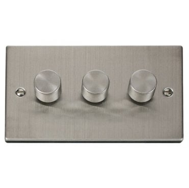 VPSS163 Decorative 3G 100w LED Dimmer Switch in Stainless Steel