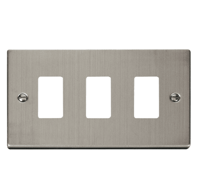 Click Switches and Sockets VPSS20403 3G Grid Faceplate in Stainless Steel
