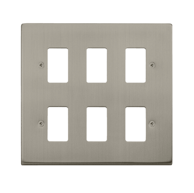 Click Switches and Sockets VPSS20506 6G Grid Faceplate in Stainless Steel