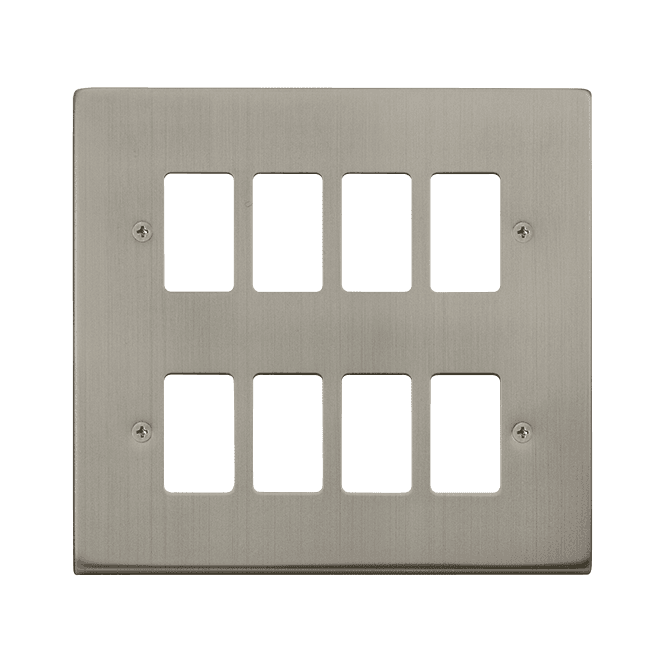 Click Switches and Sockets VPSS20508 8G Grid Faceplate in Stainless Steel