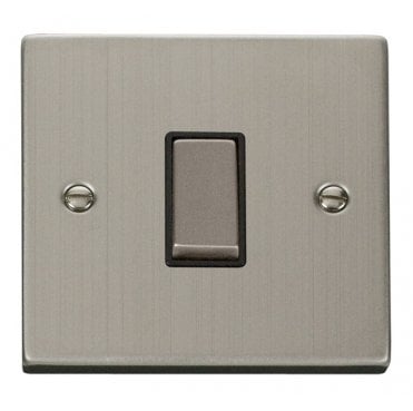 VPSS411BK Decorative 1G 2W Ingot Switch with Black Insert in Stainless Steel