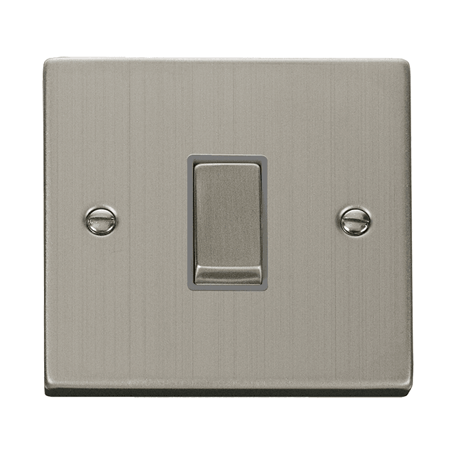 Click Switches and Sockets VPSS411GY Decorative 1G 2W Ingot Switch with Grey Insert in Stainless Steel