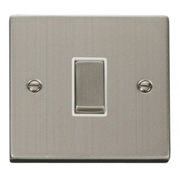 VPSS411WH Decorative 1G 2W Ingot Switch with White Insert in Stainless Steel
