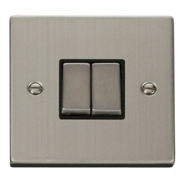 VPSS412BK Decorative 2G 2W Ingot Switch with Black Insert in Stainless Steel