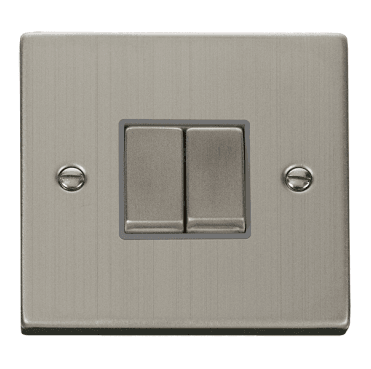 VPSS412GY Decorative 2G 2W Ingot Switch with Grey Insert in Stainless Steel