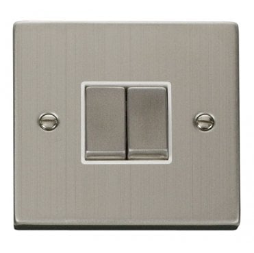 VPSS412WH Decorative 2G 2W Ingot Switch with White Insert in Stainless Steel