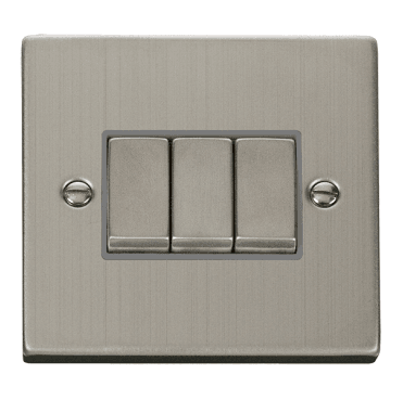 VPSS413GY Decorative 3G 2W Ingot Switch with Grey Insert in Stainless Steel