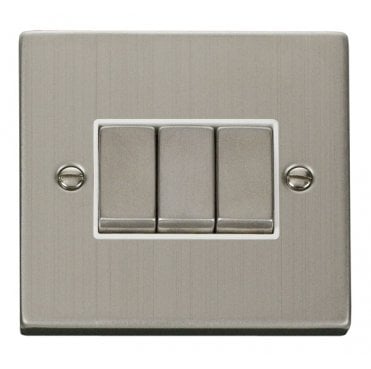 VPSS413WH Decorative 3G 2W Ingot Switch with White Insert in Stainless Steel