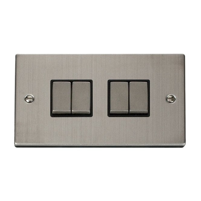 Click Switches and Sockets VPSS414BK Decorative 4G 2W Ingot Switch with Black Insert in Stainless Steel