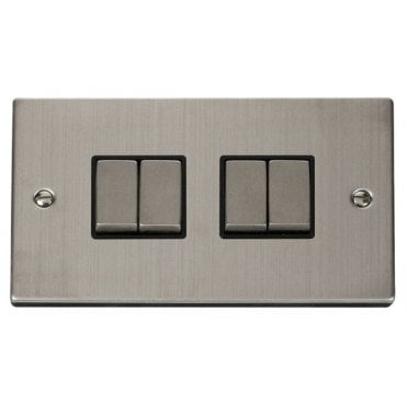 VPSS414BK Decorative 4G 2W Ingot Switch with Black Insert in Stainless Steel