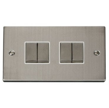 VPSS414WH Decorative 4G 2W Ingot Switch with White Insert in Stainless Steel