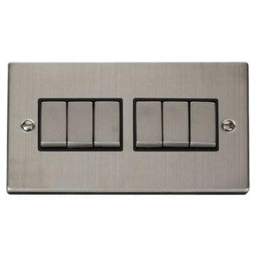 VPSS416BK Decorative 6G 2W Ingot Switch with Black Insert in Stainless Steel