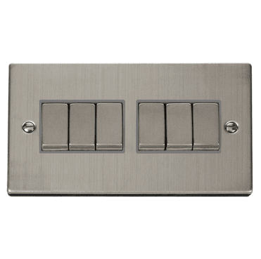 VPSS416GY Decorative 6G 2W Ingot Switch with Grey Insert in Stainless Steel