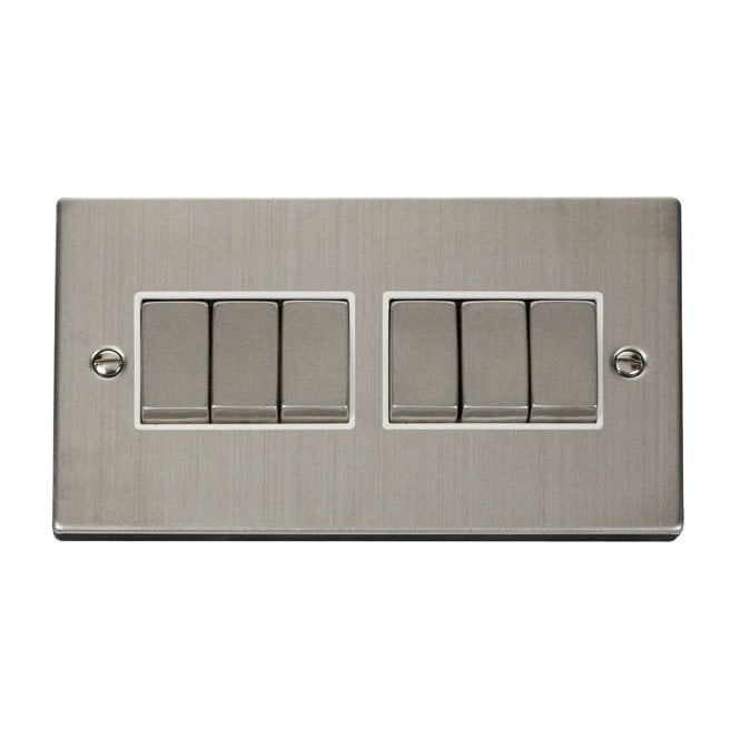 Click Switches and Sockets VPSS416WH Decorative 6G 2W Ingot Switch with White Insert in Stainless Steel