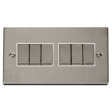 VPSS416WH Decorative 6G 2W Ingot Switch with White Insert in Stainless Steel
