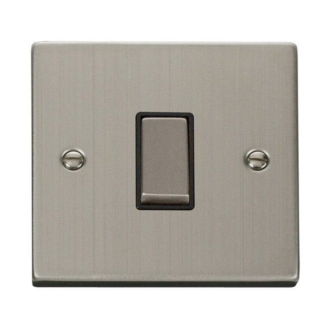 Click Switches and Sockets VPSS425BK Decorative 1G Intermediate Switch with Black Insert in Stainless Steel