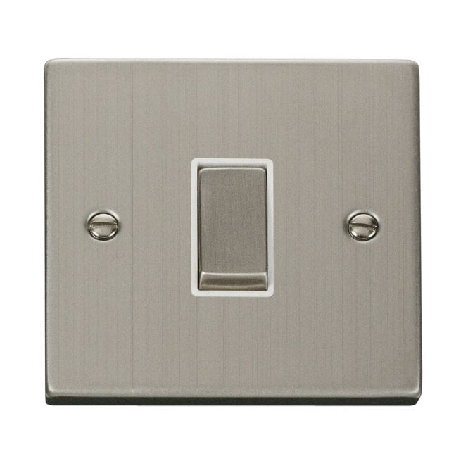 Click Switches and Sockets VPSS425WH Decorative 1G Intermediate Switch with White Insert in Stainless Steel