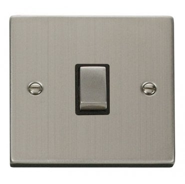 VPSS722BK Decorative 20A Ingot 1G DP Switch with Black Insert in Stainless Steel