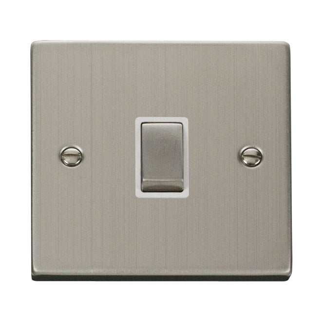 Click Switches and Sockets VPSS722WH Decorative 20A Ingot 1G DP Switch with White Insert in Stainless Steel