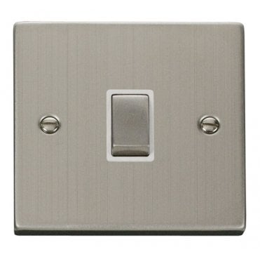 VPSS722WH Decorative 20A Ingot 1G DP Switch with White Insert in Stainless Steel