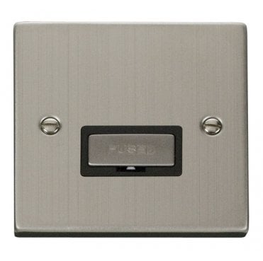 VPSS750BK Decorative 13a Ingot Unswitched Fused Spur with Black Insert in Stainless Steel