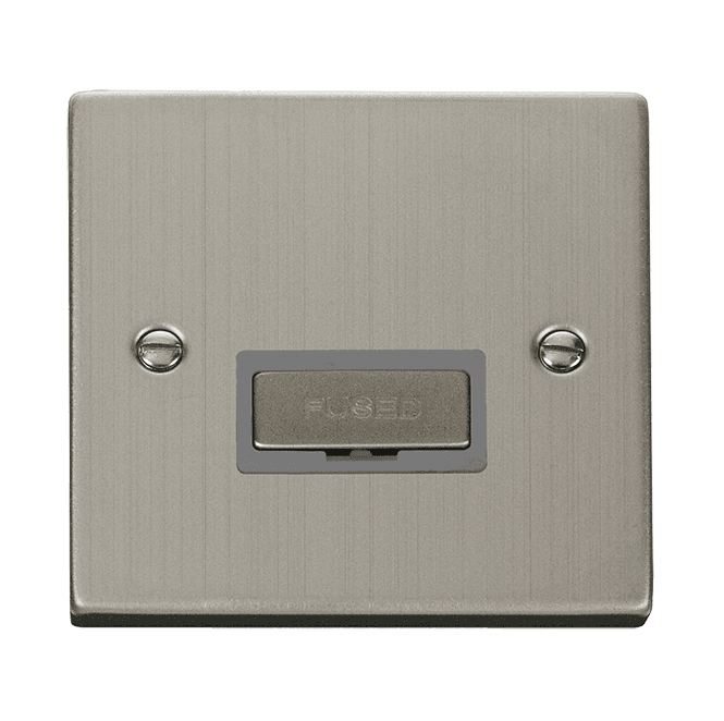 Click Switches and Sockets VPSS750GY Decorative 13a Ingot Unswitched Fused Spur with Grey Insert in Stainless Steel