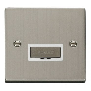 VPSS750WH Decorative 13a Ingot Unswitched Fused Spur with White Insert in Stainless Steel