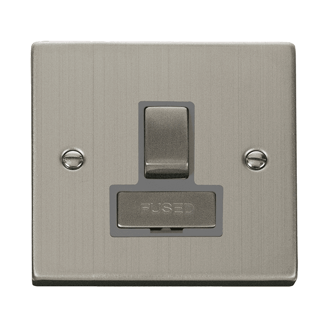 Click Switches and Sockets VPSS751GY Decorative 13a Ingot Switched Fused Spur with Grey Insert in Stainless Steel