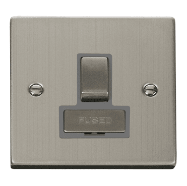 VPSS751GY Decorative 13a Ingot Switched Fused Spur with Grey Insert in Stainless Steel
