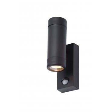 CZ-31744-BLK Neso Outdoor IP44 Up Down Wall Light with PIR Sensor in a Black Finish