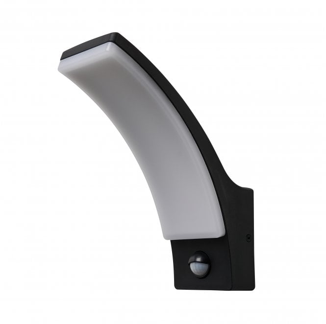 Coast CZ-44226-BLK Batsu Outdoor IP65 12w LED 4000K (Cool White) Curved Wall Light with a PIR Sensor in a Black Finish