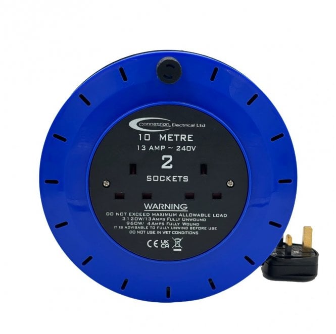 Connexion 5072 2 Way Cassette Extension Reel 10m 2x13amp Sockets
