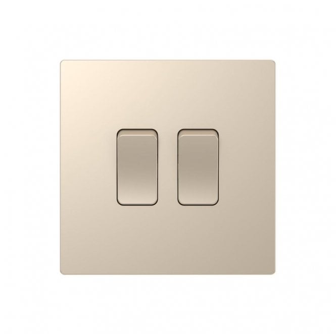 Dekken Switches and Sockets DE004CGS Screwless 2G 2W Switch in Champagne Gold
