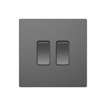 DE004SGS Screwless 2G 2W Switch in Shadow Grey