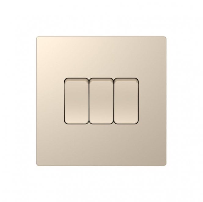 Dekken Switches and Sockets DE005CGS Screwless 3G 2W Switch in Champagne Gold
