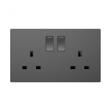DE013SGS Screwless Double Switched Socket in Shadow Grey
