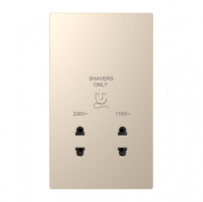 Dekken Switches and Sockets DE044CGS Screwless Dual Voltage Shaver Socket in Champagne Gold