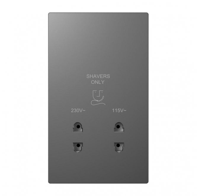 Dekken Switches and Sockets DE044SGS Screwless Dual Voltage Shaver Socket in Shadow Grey