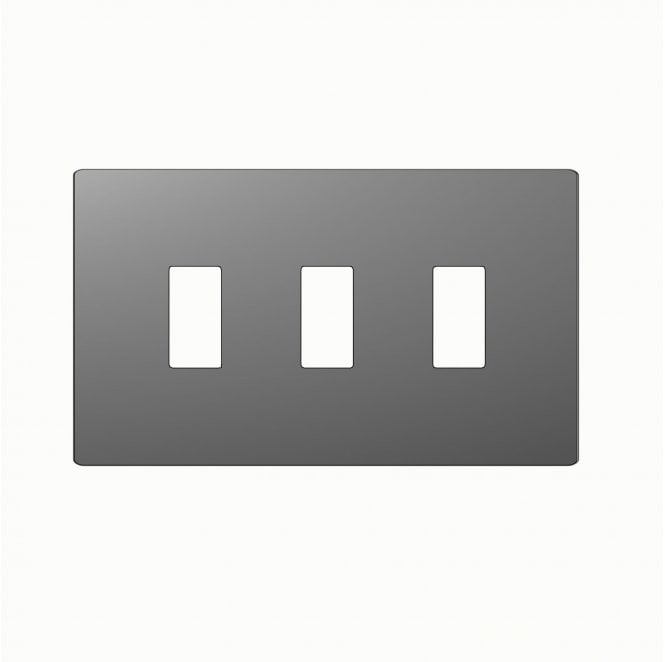 Dekken Switches and Sockets DE406SGS Screwless 3G Grid Faceplate in Shadow Grey