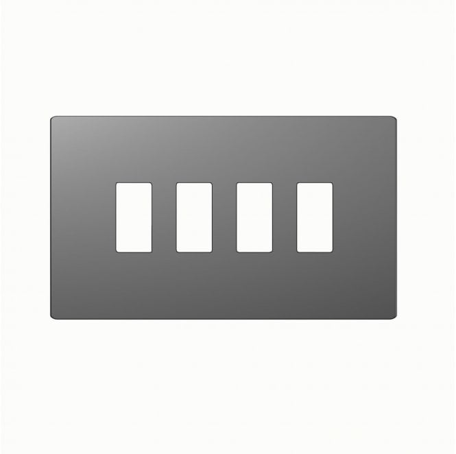 Dekken Switches and Sockets DE407SGS Screwless 4G Grid Faceplate in Shadow Grey