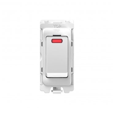GR071MW Screwless 20A Double Pole Grid Module with Neon in Matt White