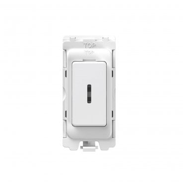 GR074MW Screwless 20A Double Pole Key Switch Module in Matt White