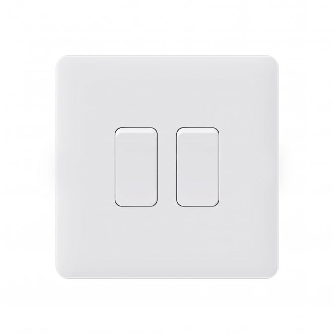 Dekken Switches and Sockets SL004MW Screwless 2G 2W Switch in Matt White